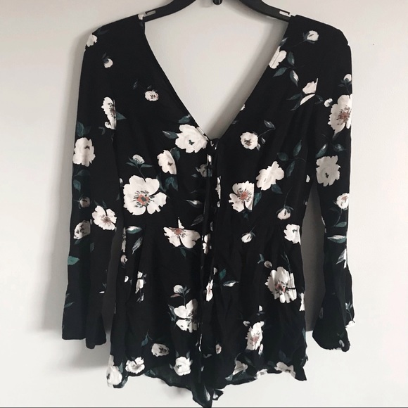 PacSun Pants - Pacsun Kendall & Kylie Black Floral Romper